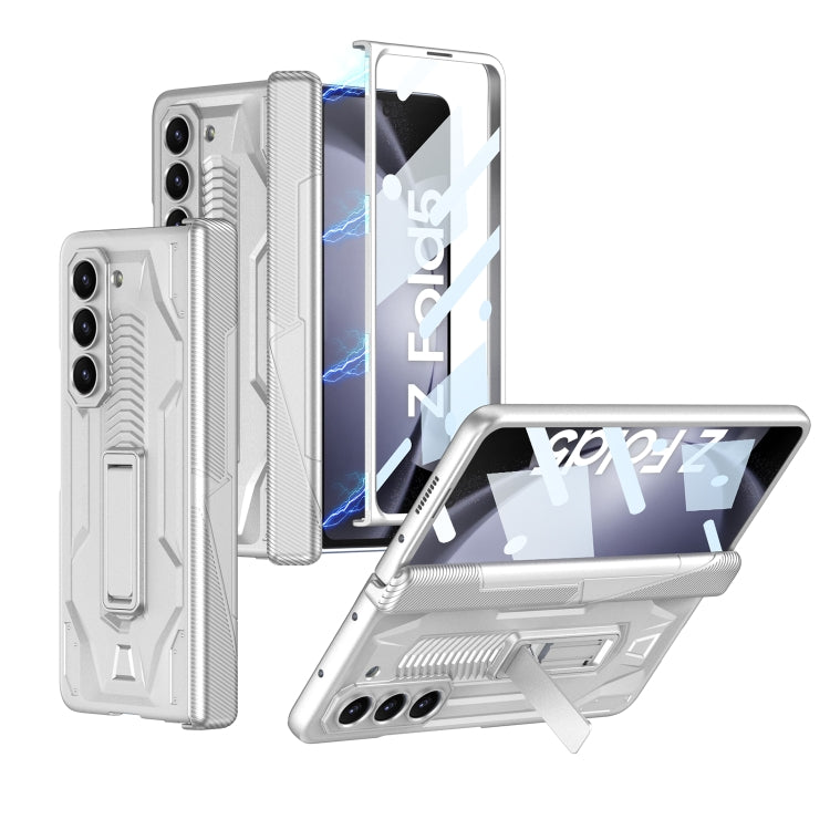 For Samsung Galaxy Z Fold5 GKK Integrated Magnetic Armor Flip Phone Case with Holder(Silver) - Galaxy Z Fold5 Cases by GKK | Online Shopping South Africa | PMC Jewellery