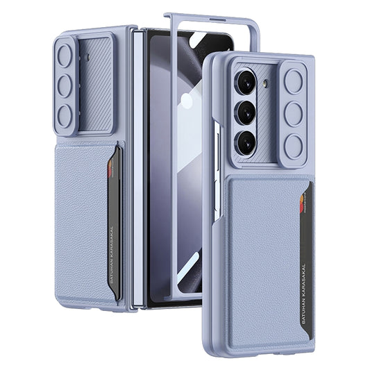 For Samsung Galaxy Z Fold5 GKK Integrated Ultra-thin Sliding Window Folding Phone Case with Card Holder(Light Blue) - Galaxy Z Fold5 Cases by GKK | Online Shopping South Africa | PMC Jewellery