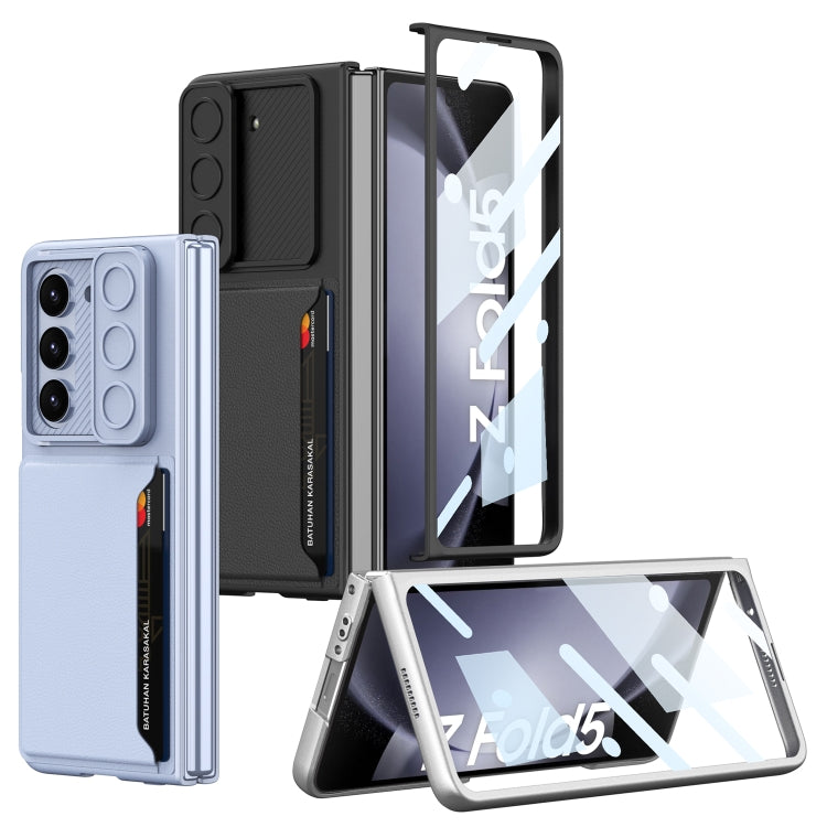 For Samsung Galaxy Z Fold5 GKK Integrated Ultra-thin Sliding Window Folding Phone Case with Card Holder(Light Blue) - free shipping - PMC TechLife - Order now!