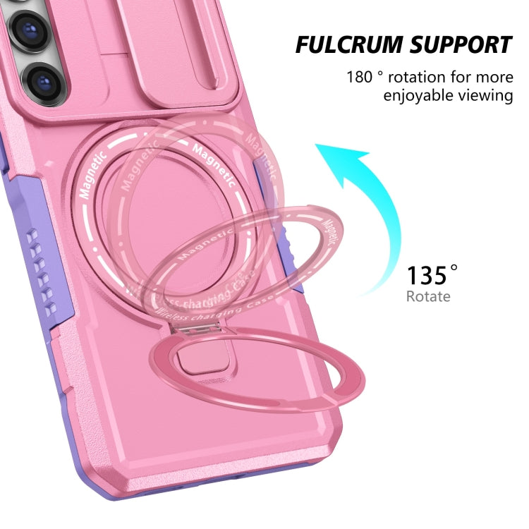 For Samsung Galaxy S23+ 5G Sliding Camshield Magsafe Holder TPU Hybrid PC Phone Case(Purple Pink) - Galaxy S23+ 5G Cases by PMC Jewellery | Online Shopping South Africa | PMC Jewellery