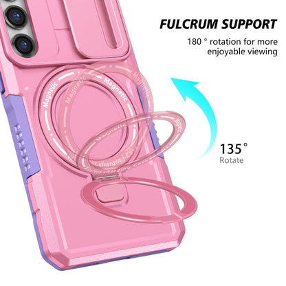 For Samsung Galaxy S23+ 5G Sliding Camshield Magsafe Holder TPU Hybrid PC Phone Case(Purple Pink) - Galaxy S23+ 5G Cases by PMC Jewellery | Online Shopping South Africa | PMC Jewellery