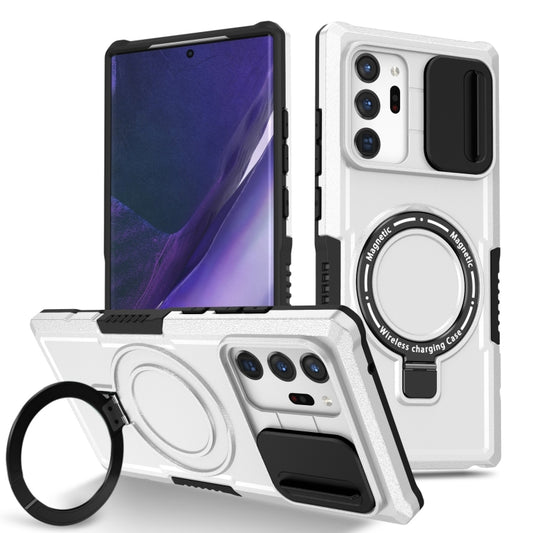 For Samsung Galaxy Note20 Ultra Sliding Camshield Magsafe Holder TPU Hybrid PC Phone Case(Black White) - Galaxy Note20 Ultra Cases by PMC Jewellery | Online Shopping South Africa | PMC Jewellery