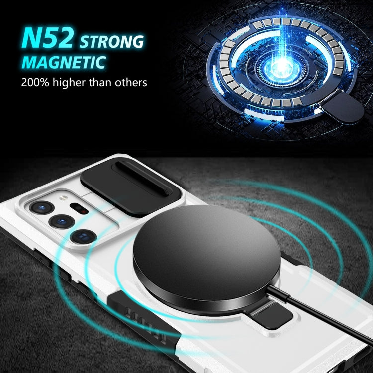 For Samsung Galaxy Note20 Ultra Sliding Camshield Magsafe Holder TPU Hybrid PC Phone Case(Black White) - Galaxy Note20 Ultra Cases by PMC TechLife | Online Shopping South Africa | PMC TechLife