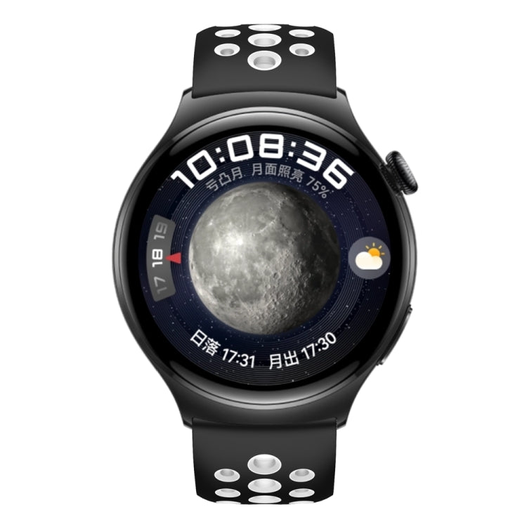 For Huawei Watch 4 Two Color Round Hole Silicone Watch Band(Black White) - Watch Bands by PMC TechLife | Online Shopping South Africa | PMC TechLife