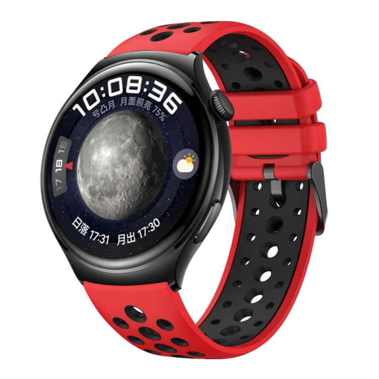 For Huawei Watch 4 Two Color Round Hole Silicone Watch Band(Red Black) - Watch Bands by PMC TechLife | Online Shopping South Africa | PMC TechLife