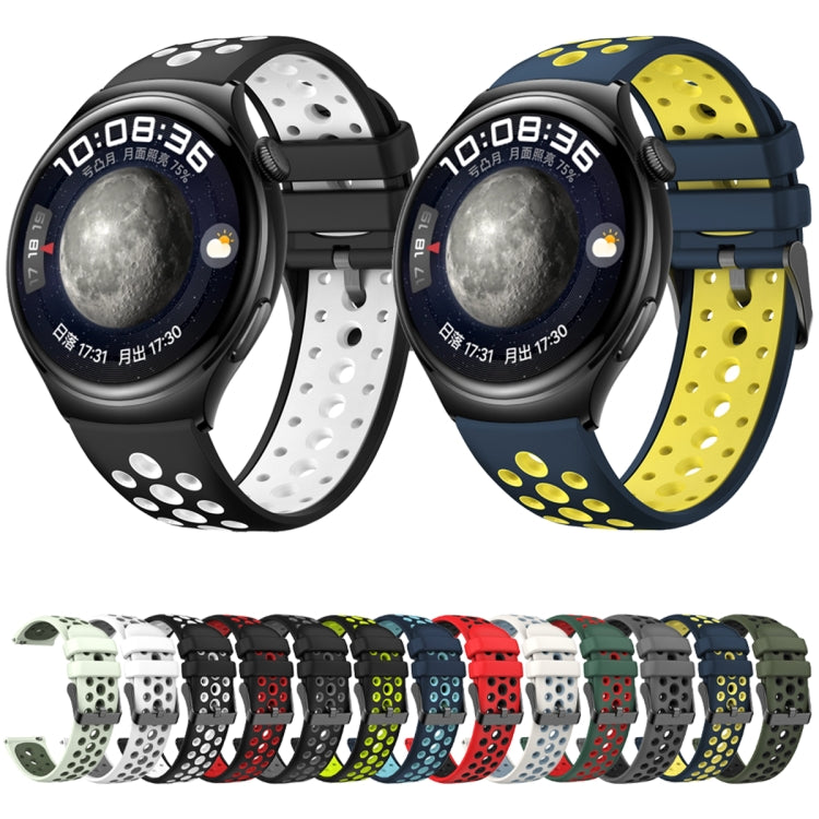 For Huawei Watch 4 Two Color Round Hole Silicone Watch Band(Black Grey) - Watch Bands by PMC TechLife | Online Shopping South Africa | PMC TechLife