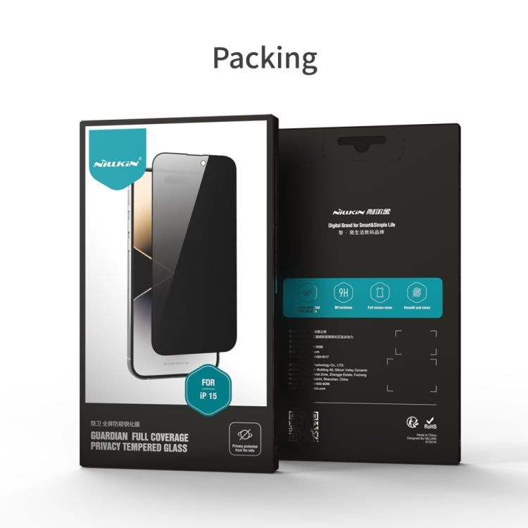 For iPhone 15 NILLKIN Guardian Full Coverage Privacy Tempered Glass Film - iPhone 15 Tempered Glass by NILLKIN | Online Shopping South Africa | PMC TechLife | Buy Now Pay Later Mobicred