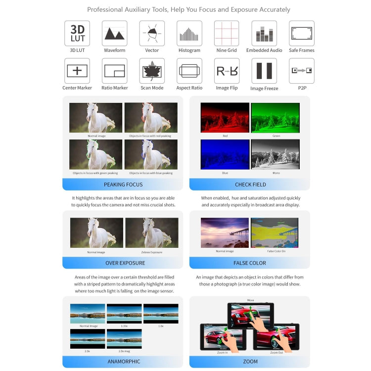 FEELWORLD F5 ProX 5.5 inch 1600nit High Bright Touch Screen DSLR Camera Field Monitor 4K HDMI F970 Install and Power Kit(Black) - free shipping - PMC TechLife - Order now!