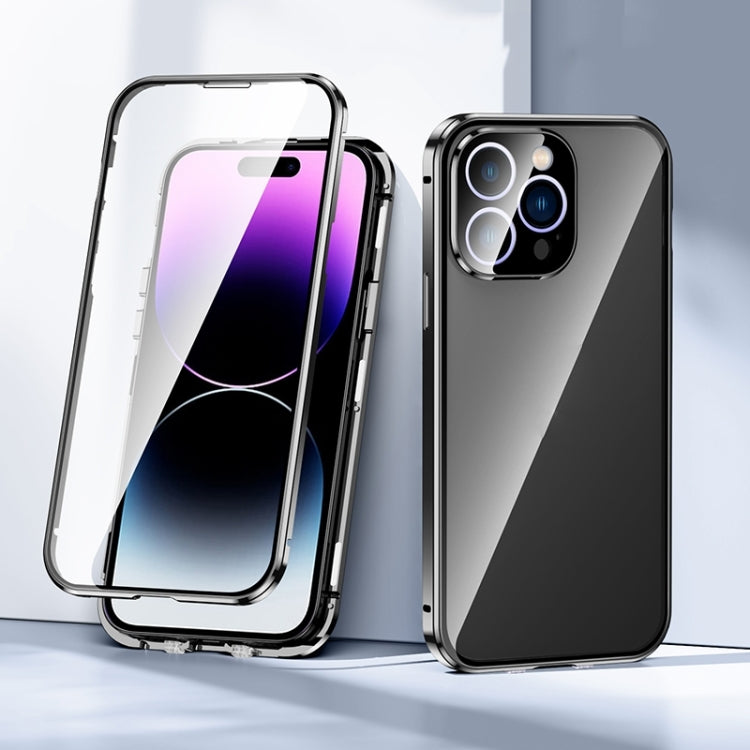 For iPhone 15 Pro Magnetic Double-buckle HD Tempered Glass Phone Case(Black) - iPhone 15 Pro Cases by PMC TechLife | Online Shopping South Africa | PMC TechLife | Buy Now Pay Later Mobicred