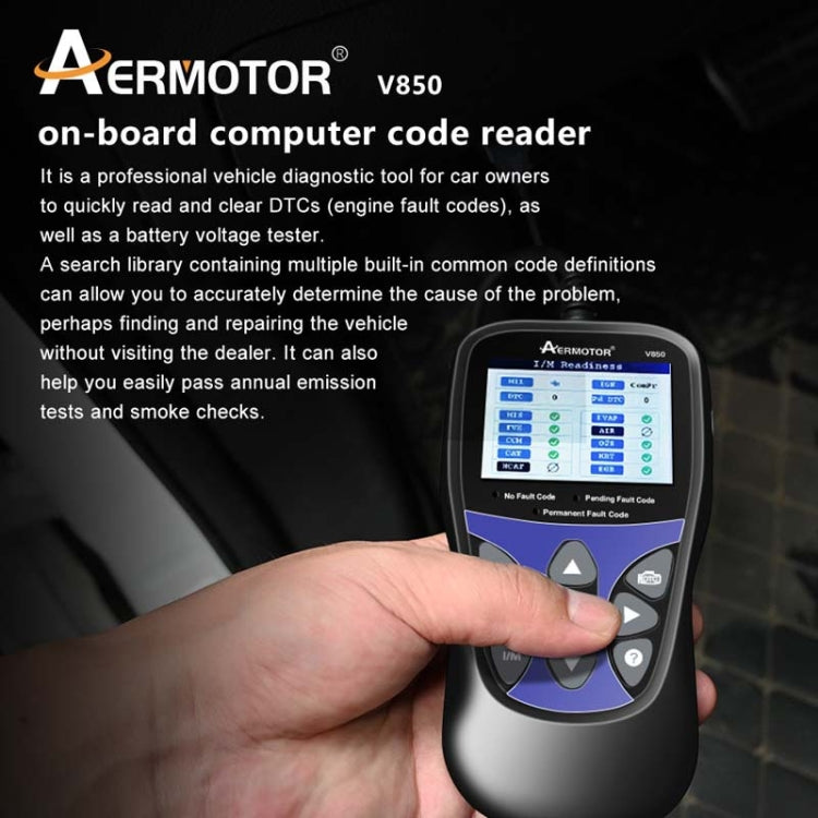 AERMOTOR V850 Car OBD2 Code Reader Diagnostic Scan Tool(Black) - free shipping - PMC TechLife - Order now!