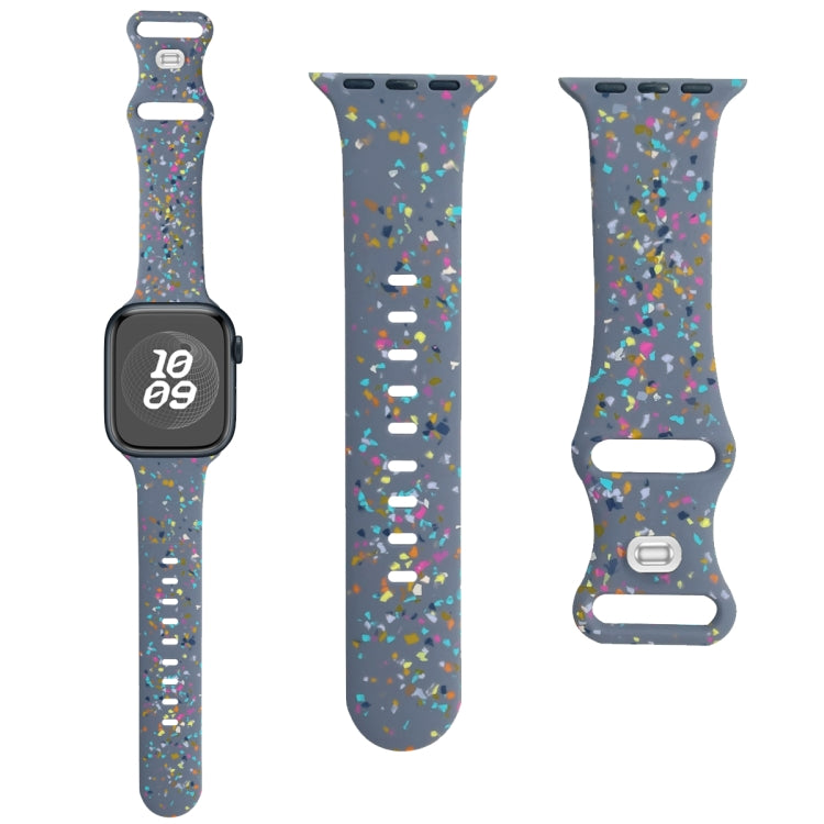 For Apple Watch SE 40mm Floral Silicone Watch Band(Grey) - Watch Bands by PMC TechLife | Online Shopping South Africa | PMC TechLife