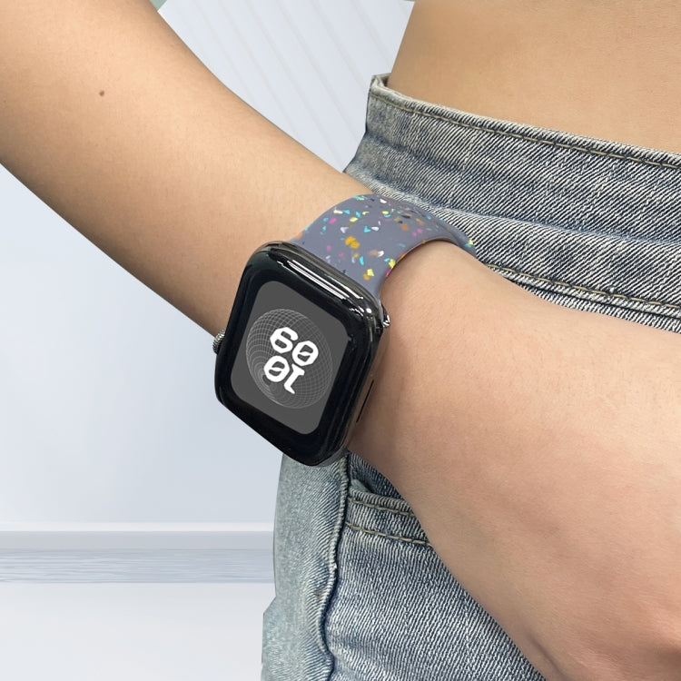 For Apple Watch SE 40mm Floral Silicone Watch Band(Grey) - Watch Bands by PMC TechLife | Online Shopping South Africa | PMC TechLife