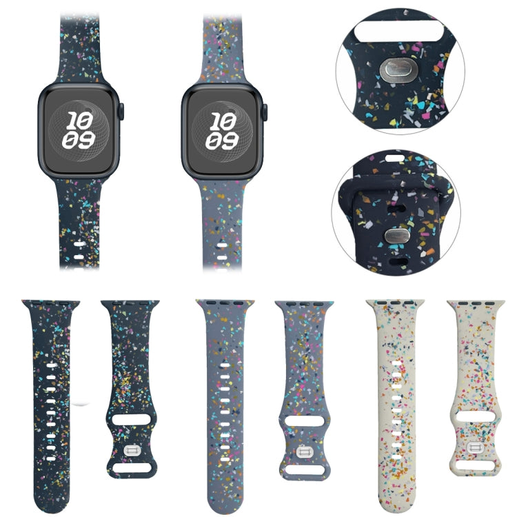For Apple Watch Serie 5 44mm Floral Silicone Watch Band(Grey) - Watch Bands by PMC TechLife | Online Shopping South Africa | PMC TechLife