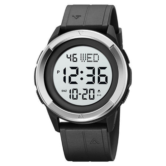 SKMEI 2047 Multifunctional Men 50M Waterproof Sports Digital Wrist Watch(Silver+White) - Silicone Strap Watches by SKMEI | Online Shopping South Africa | PMC Jewellery | Buy Now Pay Later Mobicred