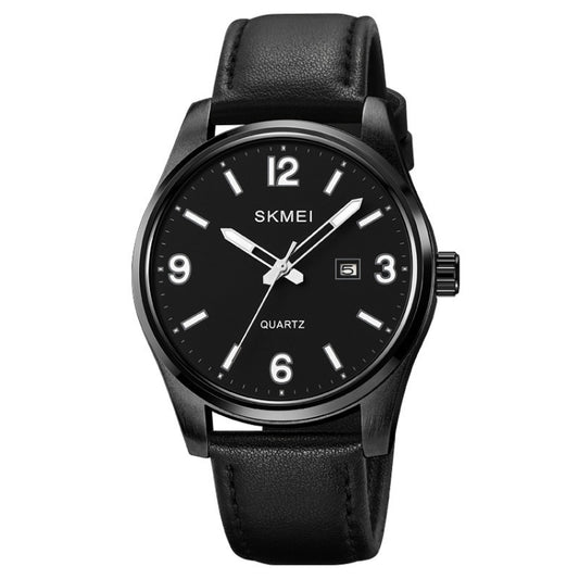 SKMEI 2067 Men Business Casual Style Outdoor 50M Waterproof Quartz Digital Wrist Watch(Black) - Leather Strap Watches by SKMEI | Online Shopping South Africa | PMC Jewellery | Buy Now Pay Later Mobicred