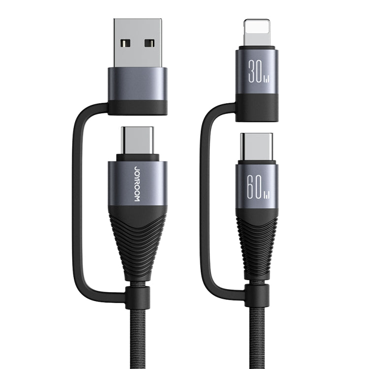 JOYROOM SA37-2T2 60W Multi-Function Series 4 in 1 Fast Charging Data Cable, Length:1.2m(Black) - Multifunction Cable by JOYROOM | Online Shopping South Africa | PMC Jewellery