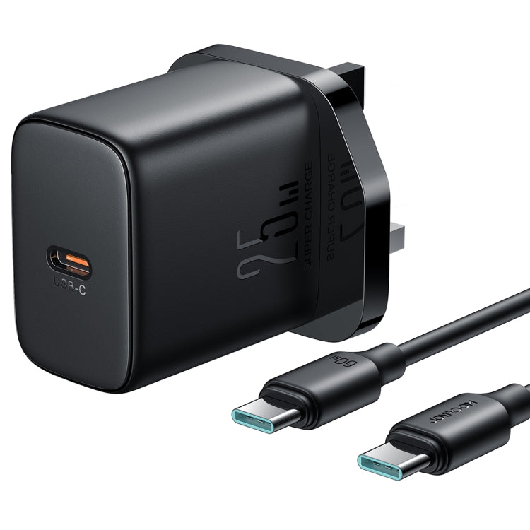 JOYROOM JR-TCF11 25W USB-C / Type-C Port Fast Charger with Cable Set, UK Plug(Black) - USB Charger by JOYROOM | Online Shopping South Africa | PMC Jewellery