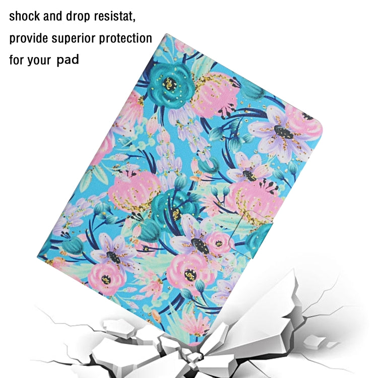 For Samsung Galaxy Tab A9 Flower Pattern Horizontal Flip PU Tablet Case with Sleep / Wake-up Function(Pink Flower) - free shipping - PMC TechLife - Order now!