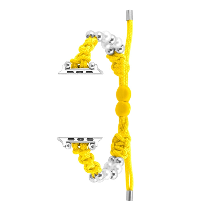 For Apple Watch Ultra 2 49mm Paracord Row Beads Drawstring Braided Watch Band(Yellow) - Watch Bands by PMC TechLife | Online Shopping South Africa | PMC TechLife