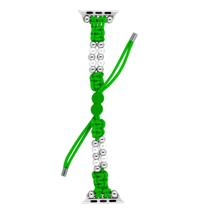 For Apple Watch Series 7 45mm Paracord Row Beads Drawstring Braided Watch Band(Green) - free shipping - PMC TechLife - Order now!