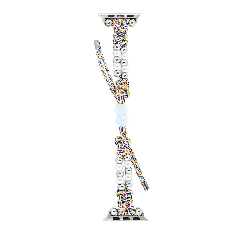 For Apple Watch Series 4 40mm Paracord Row Beads Drawstring Braided Watch Band(Rainbow) - Watch Bands by PMC TechLife | Online Shopping South Africa | PMC TechLife