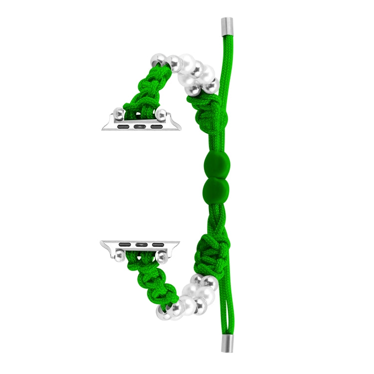 For Apple Watch Series 2 42mm Paracord Row Beads Drawstring Braided Watch Band(Green) - Watch Bands by PMC TechLife | Online Shopping South Africa | PMC TechLife
