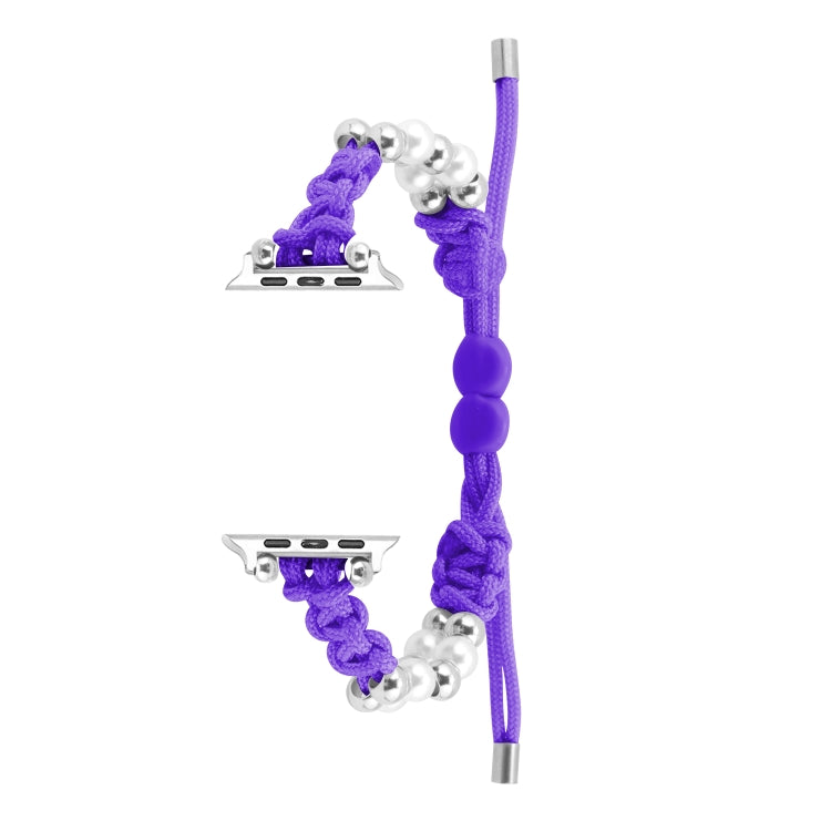 For Apple Watch Series 2 42mm Paracord Row Beads Drawstring Braided Watch Band(Purple) - Watch Bands by PMC TechLife | Online Shopping South Africa | PMC TechLife