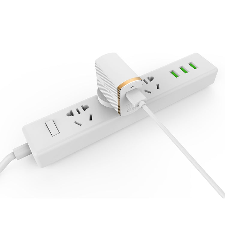 LDNIO A1302Q 2 in 1 18W QC3.0 USB Interface Grid Shape Travel Charger Mobile Phone Charger with 8 Pin Data Cable, EU Plug - free shipping - PMC TechLife - Order now!