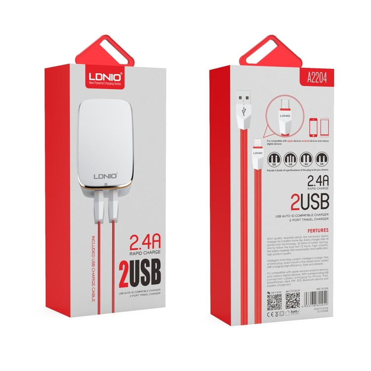 LDNIO A2204 2 in 1 12W Dual USB Interface Travel Charger Mobile Phone Charger with Micro USB Data Cable, UK Plug - free shipping - PMC TechLife - Order now!