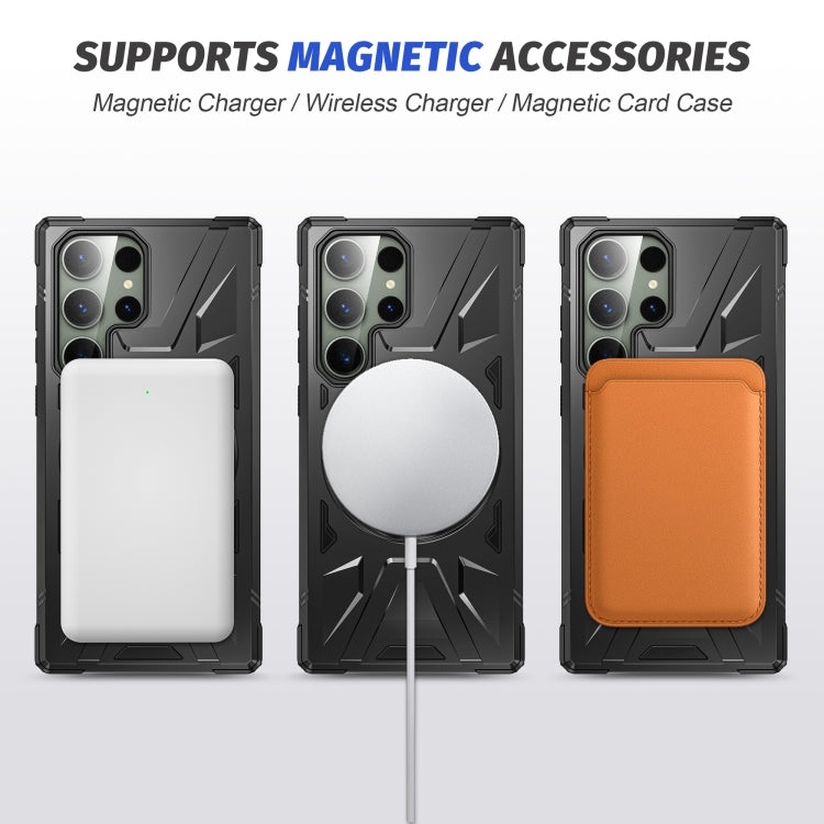 For Samsung Galaxy S23 Ultra 5G MagSafe Magnetic Shockproof Phone Case with Ring Holder(Black) - Galaxy S23 Ultra 5G Cases by PMC Jewellery | Online Shopping South Africa | PMC Jewellery