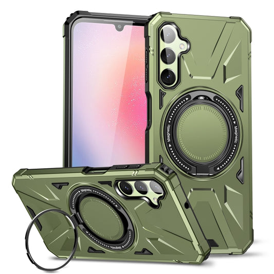 For Samsung Galaxy A14 4G/5G MagSafe Magnetic Shockproof Phone Case with Ring Holder(Dark Green) - Galaxy Phone Cases by PMC Jewellery | Online Shopping South Africa | PMC Jewellery