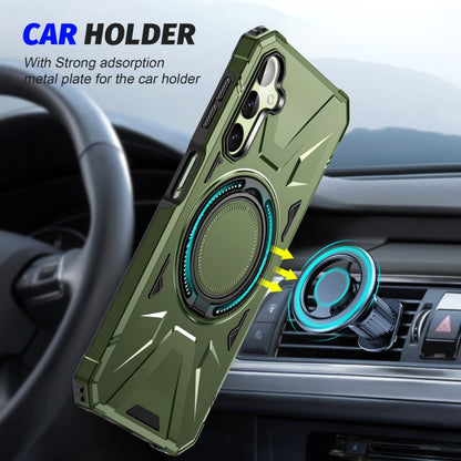 For Samsung Galaxy A14 4G/5G MagSafe Magnetic Shockproof Phone Case with Ring Holder(Dark Green) - Galaxy Phone Cases by PMC Jewellery | Online Shopping South Africa | PMC Jewellery