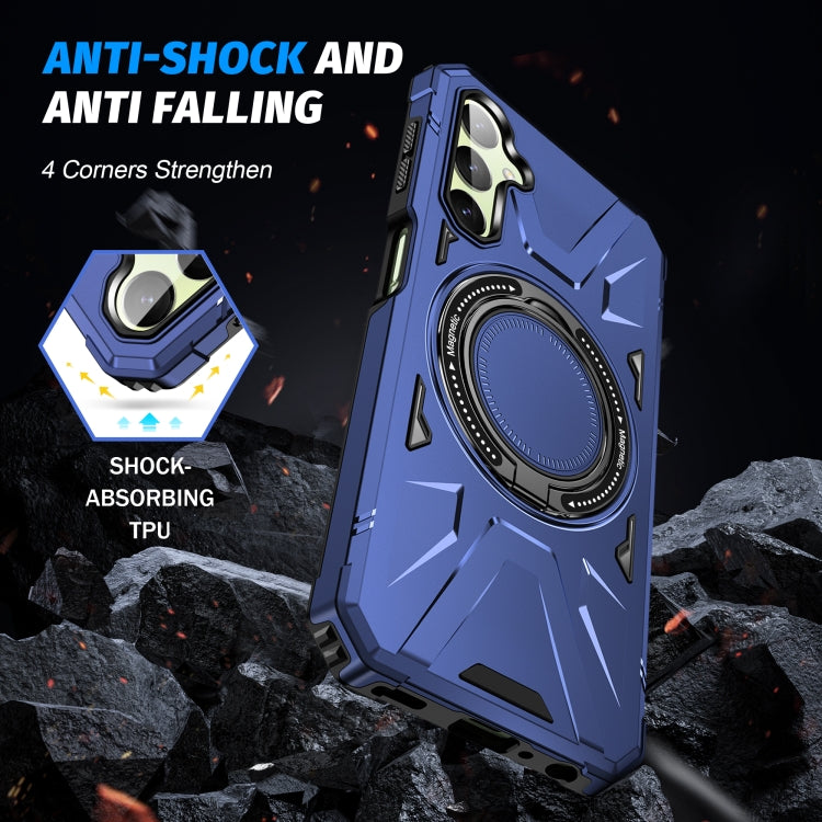 For Samsung Galaxy A24 5G MagSafe Magnetic Shockproof Phone Case with Ring Holder(Navy Blue) - Galaxy Phone Cases by PMC TechLife | Online Shopping South Africa | PMC TechLife
