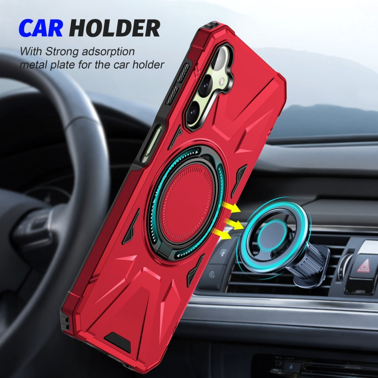 For Samsung Galaxy A24 5G MagSafe Magnetic Shockproof Phone Case with Ring Holder(Red) - Galaxy Phone Cases by PMC TechLife | Online Shopping South Africa | PMC TechLife | Buy Now Pay Later Mobicred