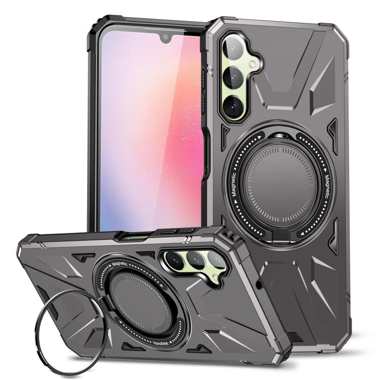 For Samsung Galaxy A24 5G MagSafe Magnetic Shockproof Phone Case with Ring Holder(Dark Grey) - Galaxy Phone Cases by PMC TechLife | Online Shopping South Africa | PMC TechLife
