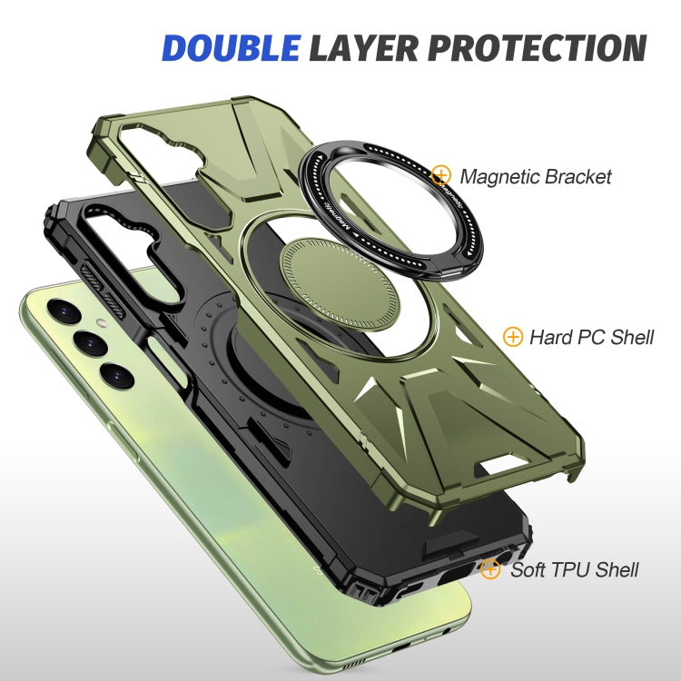 For Samsung Galaxy A24 4G/A25 5G MagSafe Magnetic Shockproof Phone Case with Ring Holder(Dark Green) - Galaxy Phone Cases by PMC Jewellery | Online Shopping South Africa | PMC Jewellery