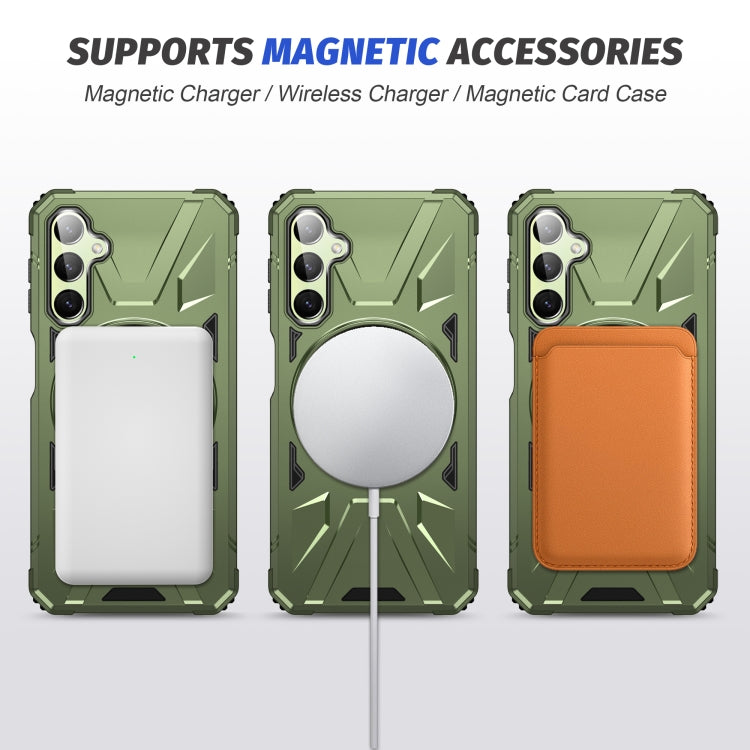 For Samsung Galaxy A24 4G/A25 5G MagSafe Magnetic Shockproof Phone Case with Ring Holder(Dark Green) - Galaxy Phone Cases by PMC Jewellery | Online Shopping South Africa | PMC Jewellery