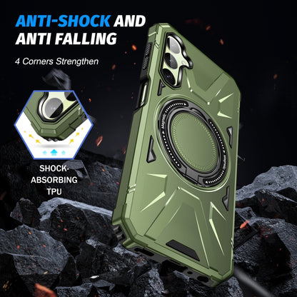 For Samsung Galaxy A24 4G/A25 5G MagSafe Magnetic Shockproof Phone Case with Ring Holder(Dark Green) - Galaxy Phone Cases by PMC Jewellery | Online Shopping South Africa | PMC Jewellery