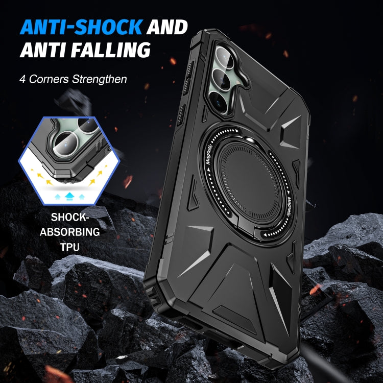 For Samsung Galaxy A15 MagSafe Magnetic Shockproof Phone Case with Ring Holder(Black) - Galaxy Phone Cases by PMC TechLife | Online Shopping South Africa | PMC TechLife