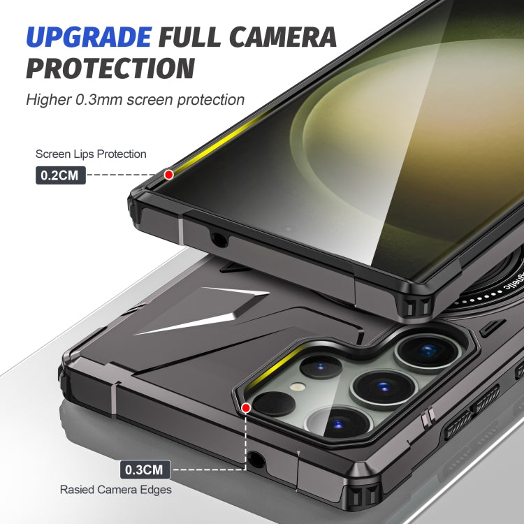For Samsung Galaxy S24 Ultra 5G MagSafe Magnetic Shockproof Phone Case with Ring Holder(Dark Grey) - Galaxy S24 Ultra 5G Cases by PMC TechLife | Online Shopping South Africa | PMC TechLife