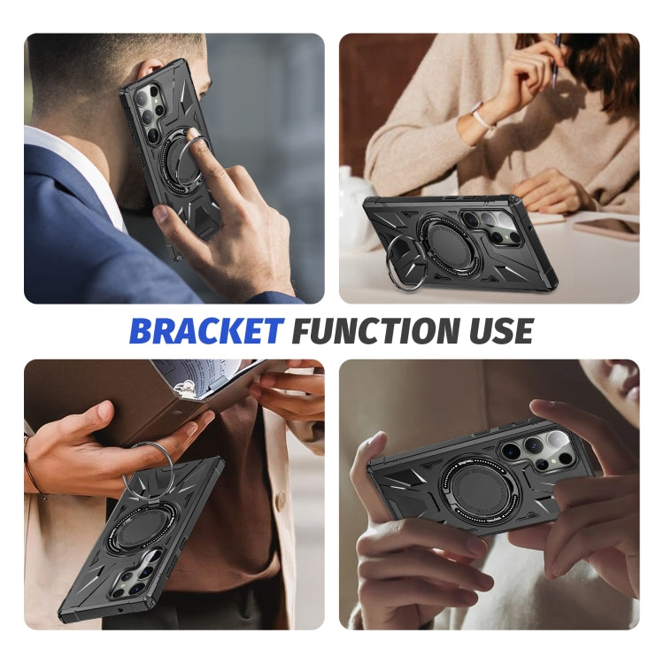 For Samsung Galaxy S24+ 5G MagSafe Magnetic Shockproof Phone Case with Ring Holder(Black) - Galaxy S24+ 5G Cases by PMC TechLife | Online Shopping South Africa | PMC TechLife