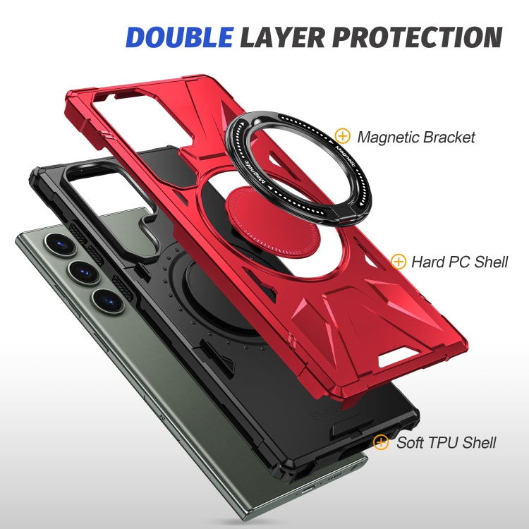For Samsung Galaxy S24+ 5G MagSafe Magnetic Shockproof Phone Case with Ring Holder(Red) - Galaxy S24+ 5G Cases by PMC TechLife | Online Shopping South Africa | PMC TechLife
