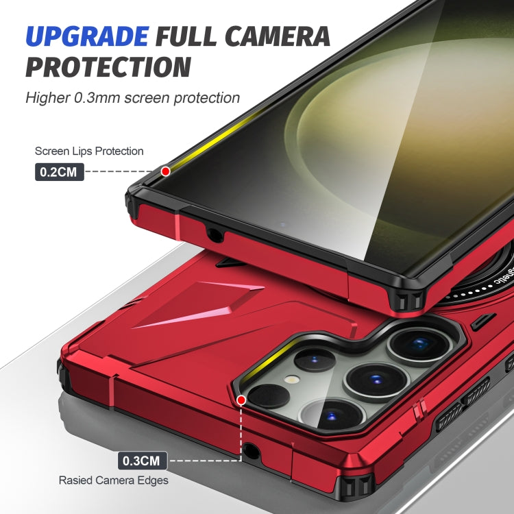 For Samsung Galaxy S24+ 5G MagSafe Magnetic Shockproof Phone Case with Ring Holder(Red) - Galaxy S24+ 5G Cases by PMC TechLife | Online Shopping South Africa | PMC TechLife