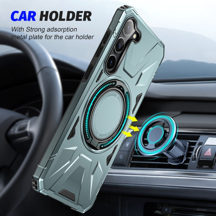 For Samsung Galaxy S24 5G MagSafe Magnetic Shockproof Phone Case with Ring Holder(Green) - Galaxy S24 5G Cases by PMC TechLife | Online Shopping South Africa | PMC TechLife