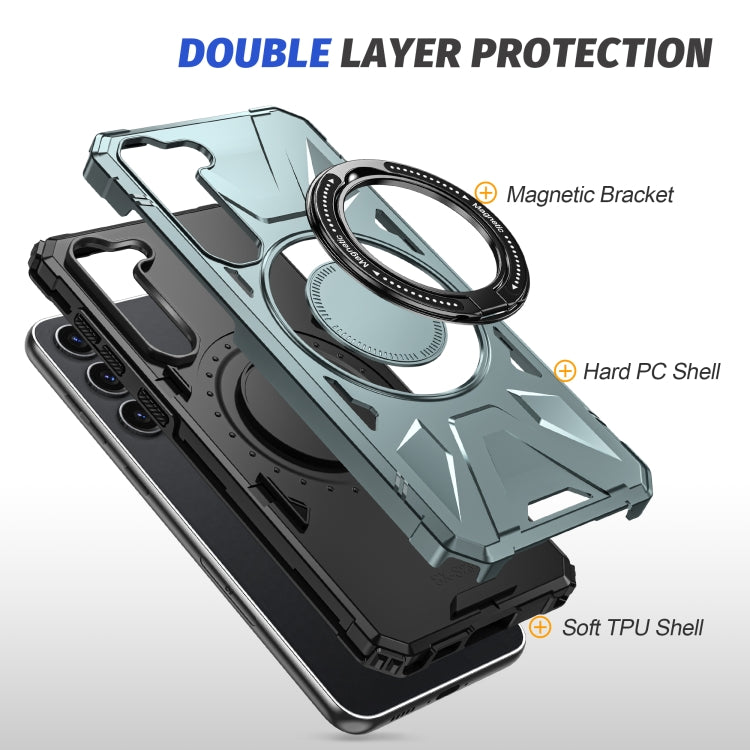 For Samsung Galaxy S24 5G MagSafe Magnetic Shockproof Phone Case with Ring Holder(Green) - Galaxy S24 5G Cases by PMC TechLife | Online Shopping South Africa | PMC TechLife