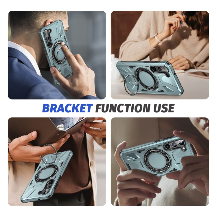 For Samsung Galaxy S24 5G MagSafe Magnetic Shockproof Phone Case with Ring Holder(Green) - Galaxy S24 5G Cases by PMC TechLife | Online Shopping South Africa | PMC TechLife