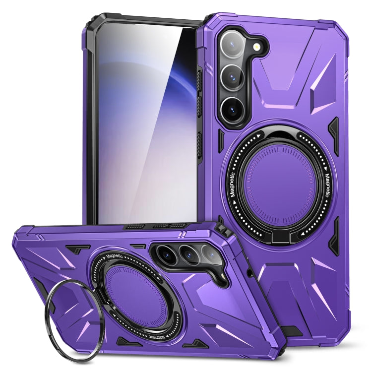 For Samsung Galaxy S24 5G MagSafe Magnetic Shockproof Phone Case with Ring Holder(Purple) - Galaxy S24 5G Cases by PMC TechLife | Online Shopping South Africa | PMC TechLife