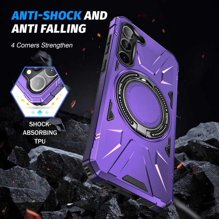 For Samsung Galaxy S24 5G MagSafe Magnetic Shockproof Phone Case with Ring Holder(Purple) - Galaxy S24 5G Cases by PMC TechLife | Online Shopping South Africa | PMC TechLife