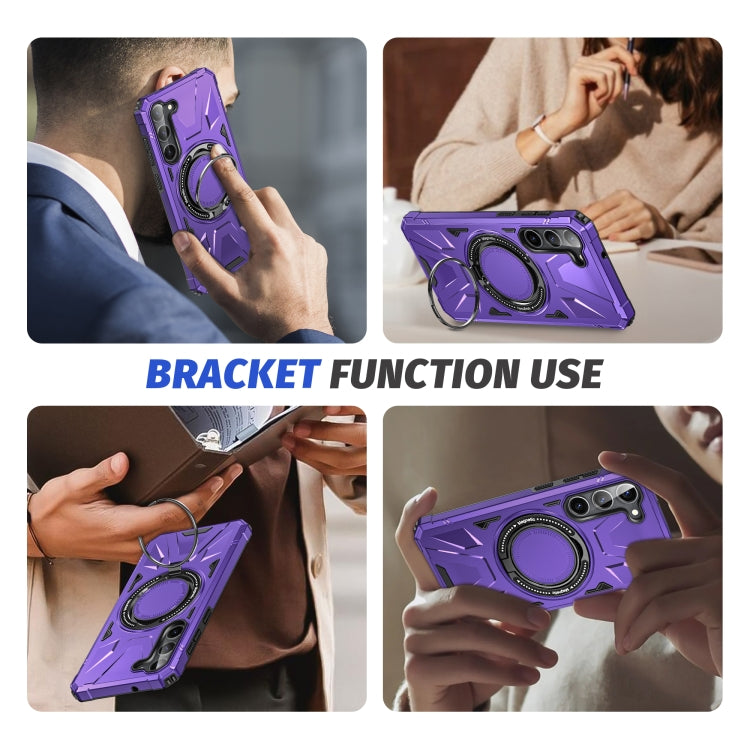 For Samsung Galaxy S24 5G MagSafe Magnetic Shockproof Phone Case with Ring Holder(Purple) - Galaxy S24 5G Cases by PMC TechLife | Online Shopping South Africa | PMC TechLife
