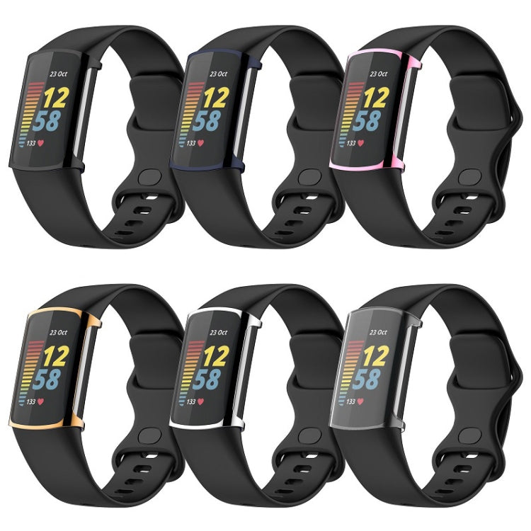 For Fitbit Charge 6 / 5 Full Coverage TPU Electroplated Watch Protective Case(Transparent White) - Watch Cases by PMC TechLife | Online Shopping South Africa | PMC TechLife